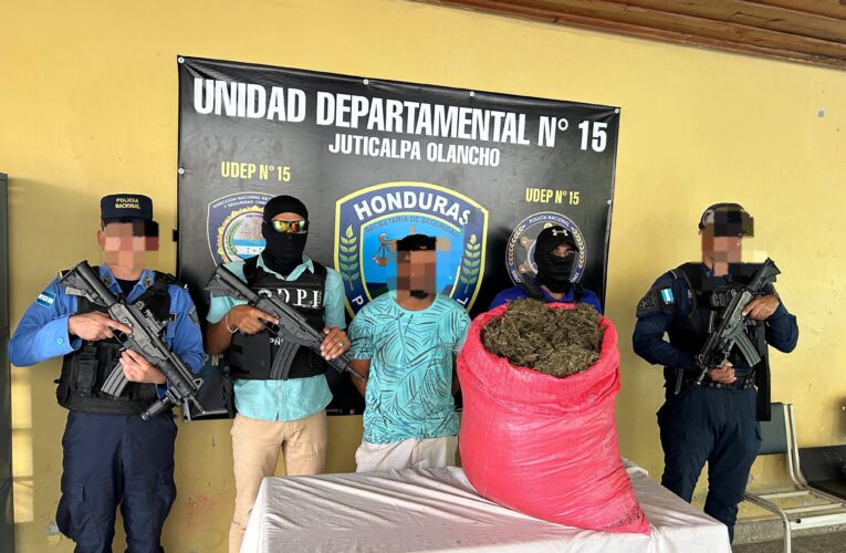 Policía Nacional captura a individuo con más de 60 libras de supuesta droga en San Francisco de la Paz, Olancho